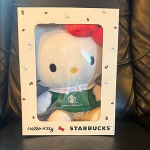 Starbucks Hello Kitty Plush with Red Bow and Green Apron